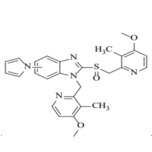 1-(4-甲氧基-3-甲基-吡啶基-2-基-甲基)-2-(4-甲氧基-3-甲基-吡啶基-2-基-甲基-亚磺酰基)-5或6-吡咯-1-基-1H-苯并咪唑