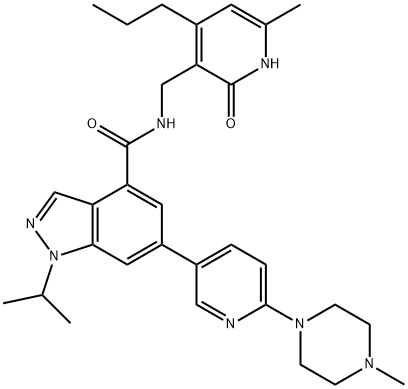 1-Isopropyl-6-[6-(4-methyl-piperazin-1-yl)-pyridin-3-yl]-1H-indazole-4-carboxylic acid (6-methyl-2-oxo-4-propyl-1,2-dihydro-pyridin-3-ylmethyl)-amide