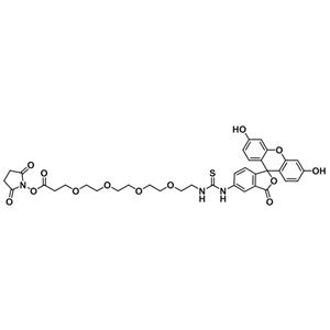 5-荧光素-四聚乙二醇-活性酯,5-FITC-PEG4-NHS ester; Fluorescein-PEG4-NHS