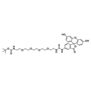 Fluorescein-PEG4-NHBoc，5-荧光素-四聚乙二醇-氨基甲酰叔丁酯