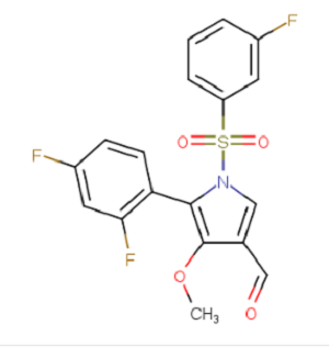 5-(2,4-二氟苯基)-1-((3-氟苯基)磺酰基)-4-甲氧基-1H-吡咯-3-甲醛,5- (2,4-Difluorophenyl)-1- ( (3-fluorophenyl)sulfonyl)-4-methoxy-1H-pyrrole-3-carbaldehyde