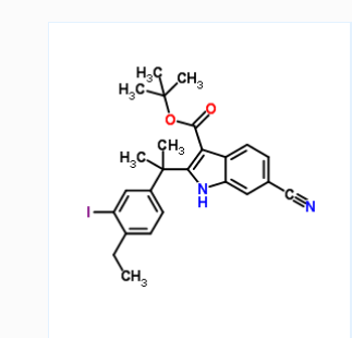 叔-丁基6-氰基-2-(2-(4-乙基-3-碘苯基)丙-2-基)-1H-吲哚-3-羧酸酯,tert-butyl 6-cyano-2-(2-(4-ethyl-3-iodophenyl)propan-2-yl)-1H-indole-3-carboxylate