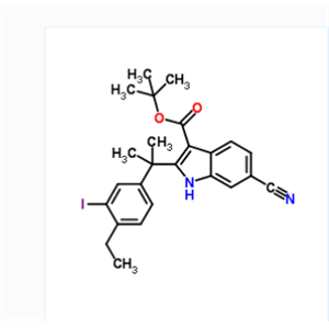 叔-丁基6-氰基-2-(2-(4-乙基-3-碘苯基)丙-2-基)-1H-吲哚-3-羧酸酯 1256584-75-4