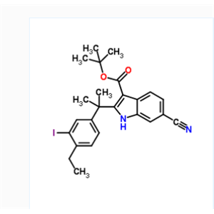 叔-丁基6-氰基-2-(2-(4-乙基-3-碘苯基)丙-2-基)-1H-吲哚-3-羧酸酯,tert-butyl 6-cyano-2-(2-(4-ethyl-3-iodophenyl)propan-2-yl)-1H-indole-3-carboxylate