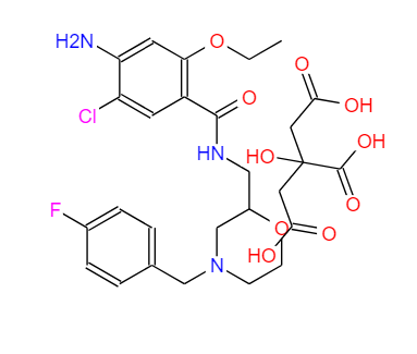 枸櫞酸莫沙必利,4-Amino-5-chloro-2-ethoxy-N-[[4-[(4-fluorophenyl)methyl]-2-morpholinyl]methyl]benzamidecitrate