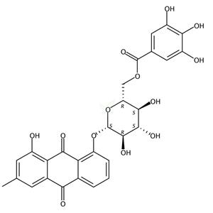 大黄酚-8-O-(6′-O-没食子酰)-吡喃葡萄糖苷,Chrysophanol-8-O-β-D-(6′-O-galloyl)-glucopyranoside