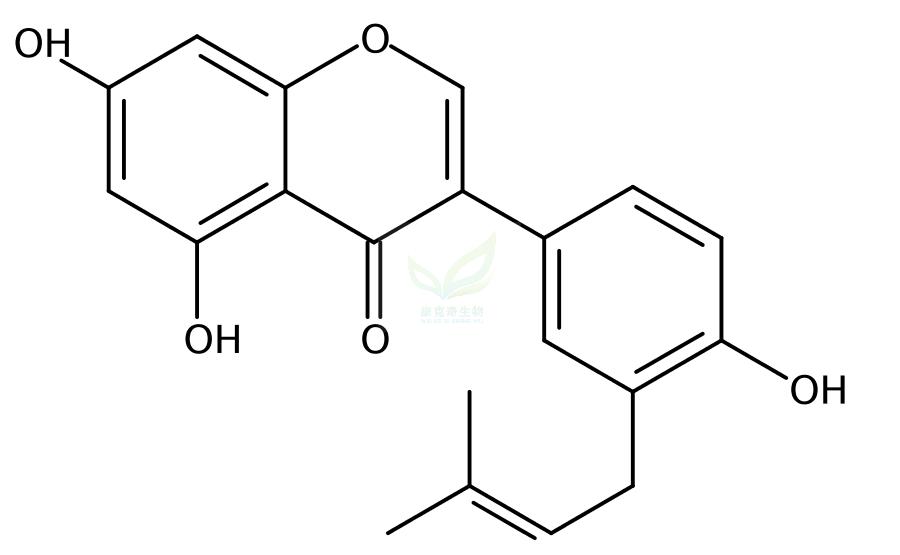 3′-二甲基烯丙基染料木黄酮,Isowighteone;4′,5,7-Trihydroxy-3′-prenylisoflavone