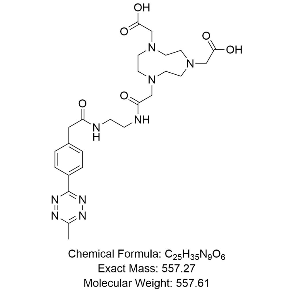 2,2'-(7-(2-((2-(2-(4-(6-methyl-1,2,4,5-tetrazin-3-yl)phenyl)acetamido)ethyl)amino)-2-oxoethyl)-1,4,7-triazonane-1,4-diyl)diacetic acid,2,2'-(7-(2-((2-(2-(4-(6-methyl-1,2,4,5-tetrazin-3-yl)phenyl)acetamido)ethyl)amino)-2-oxoethyl)-1,4,7-triazonane-1,4-diyl)diacetic acid