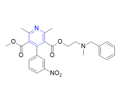 尼卡地平杂质01,2-[benzyl(methyl)amino]ethyl methyl 2,6-dimethyl-4-(3-nitrophenyl) pyridine-3,5-dicarboxylate