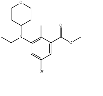 5-溴-3-(乙基(四氢-2H-吡喃-4-基)氨基)-2-甲基苯甲酸甲酯,methyl 5-bromo-3-(ethyl(tetrahydro-2H-pyran-4-yl)amino)-2-methylbenzoate