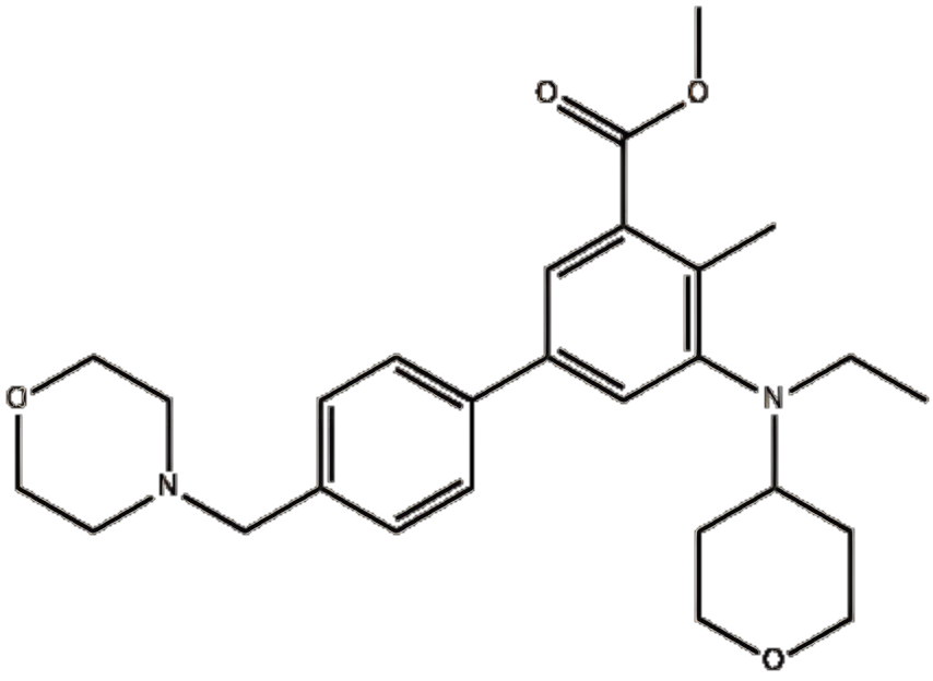 [1,1'-Biphenyl]-3-carboxylic acid, 5-[ethyl(tetrahydro-2H-pyran-4-yl)amino]-4-methyl-4'-(4-morpholinylmethyl)-, methyl ester,[1,1'-Biphenyl]-3-carboxylic acid, 5-[ethyl(tetrahydro-2H-pyran-4-yl)amino]-4-methyl-4'-(4-morpholinylmethyl)-, methyl ester