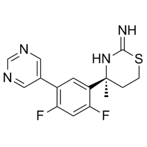 (4S)-4-[2,4-二氟-5-(5-嘧啶)苯基]-5,6-二氢-4-甲基-4H-1,3-噻嗪-2-胺  1194044-20-6