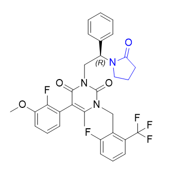 噁拉戈利杂质03,(R)-5-(2-fluoro-3-methoxyphenyl)-1-(2-fluoro-6-(trifluoromethyl) benzyl)-6-methyl-3-(2-(2-oxopyrrolidin-1-yl)-2-phenylethyl) pyrimidine-2,4(1H,3H)-dione