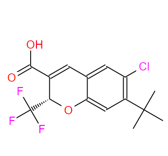 化合物 T28703,2H-1-Benzopyran-3-carboxylic acid, 6-chloro-7-(1,1-dimethylethyl)-2-(trifluoromethyl)-, (2S)-