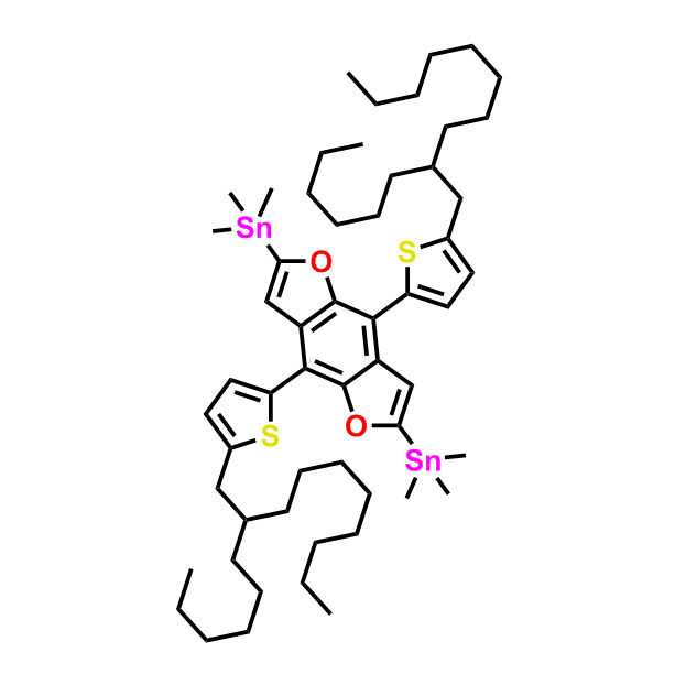 (4,8-双(5-(2-己基癸基)噻吩)苯并[1,2-b:4,5-b']二呋喃-2,6-二基)双(三甲基锡),(4,8-bis (5- (2-hexyldecyl) thiophene) benzo [1,2-b: 4,5-b '] difuran-2,6-diyl) bis (trimethyltin)