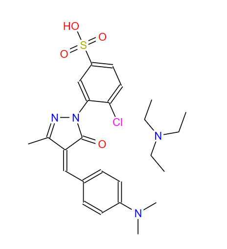 4-氯-3-[4-[4-(二甲氨基)苯亞甲基]-3-甲基-5-氧代-2-吡唑啉-1-基]苯磺酸三乙胺鹽,1-(2-CHLORO-5-SULFOPHENYL)-3-METHYL-4-(4-DIMETHYLAMINOBENZYLIDENE)-2-PYRAZOLIN-5-ONE TRIETHYLAMMONIUM SALT