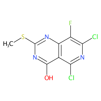 5,7-二氯-8-氟-2-(甲硫基)吡啶并[4,3-D]嘧啶-4(1H)-酮,5,7-dichloro-8-fluoro-2-(methylsulfanyl)pyrido[4,3-d]pyrimidin-4-ol