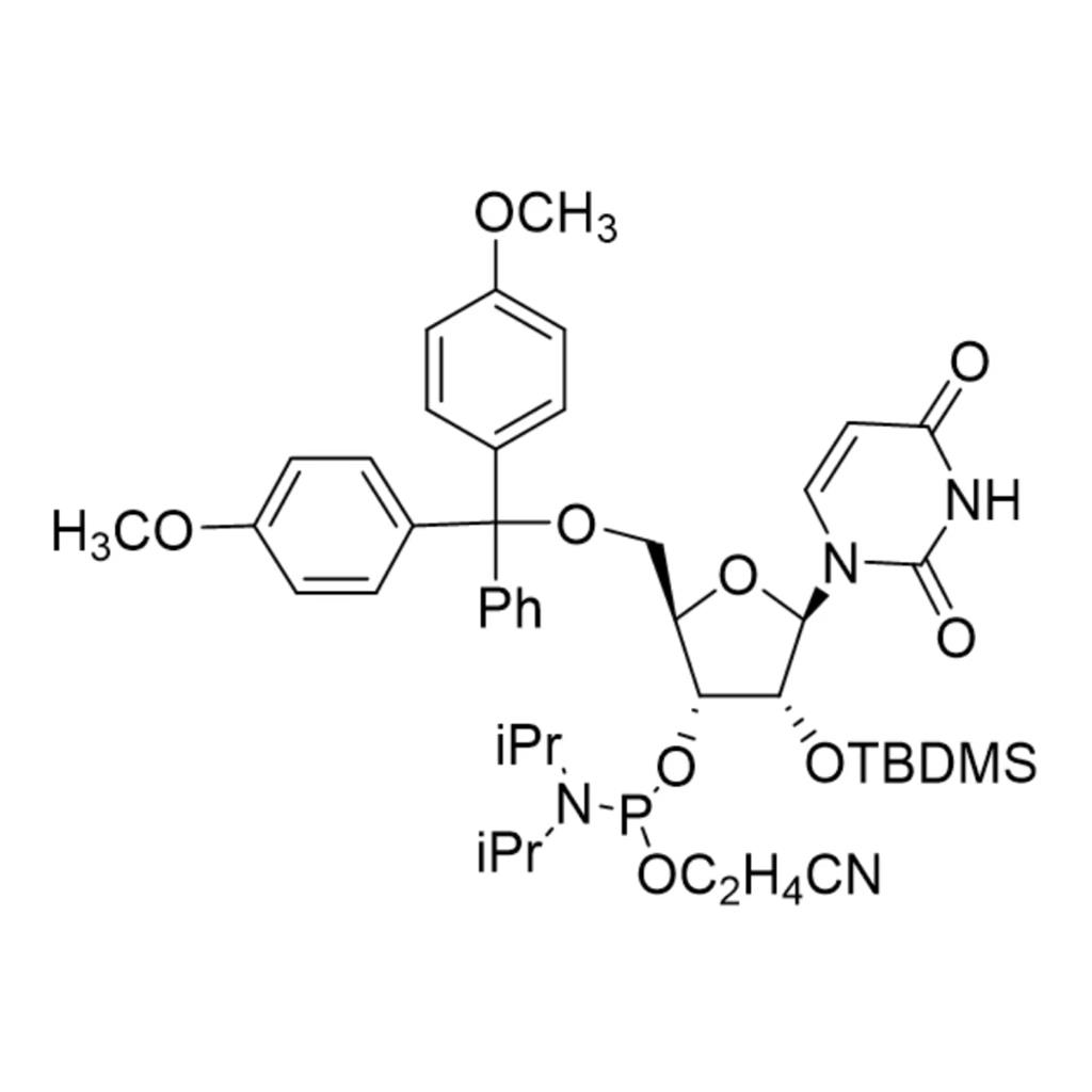 5'-O-(4,4-二甲氧基三苯甲基)-2'-O-[(叔丁基)二甲基硅基]尿苷-3'-(2-氰基乙基-N,N-二异丙基)亚磷酰胺 5级,5'-O-(4,4-Dimethoxytrityl)-2'-O-[(tert-butyl)dimethylsilyl]uridine-3'-(2-cyanoethyl-N,N-diisopropyl)phosphoramidite
