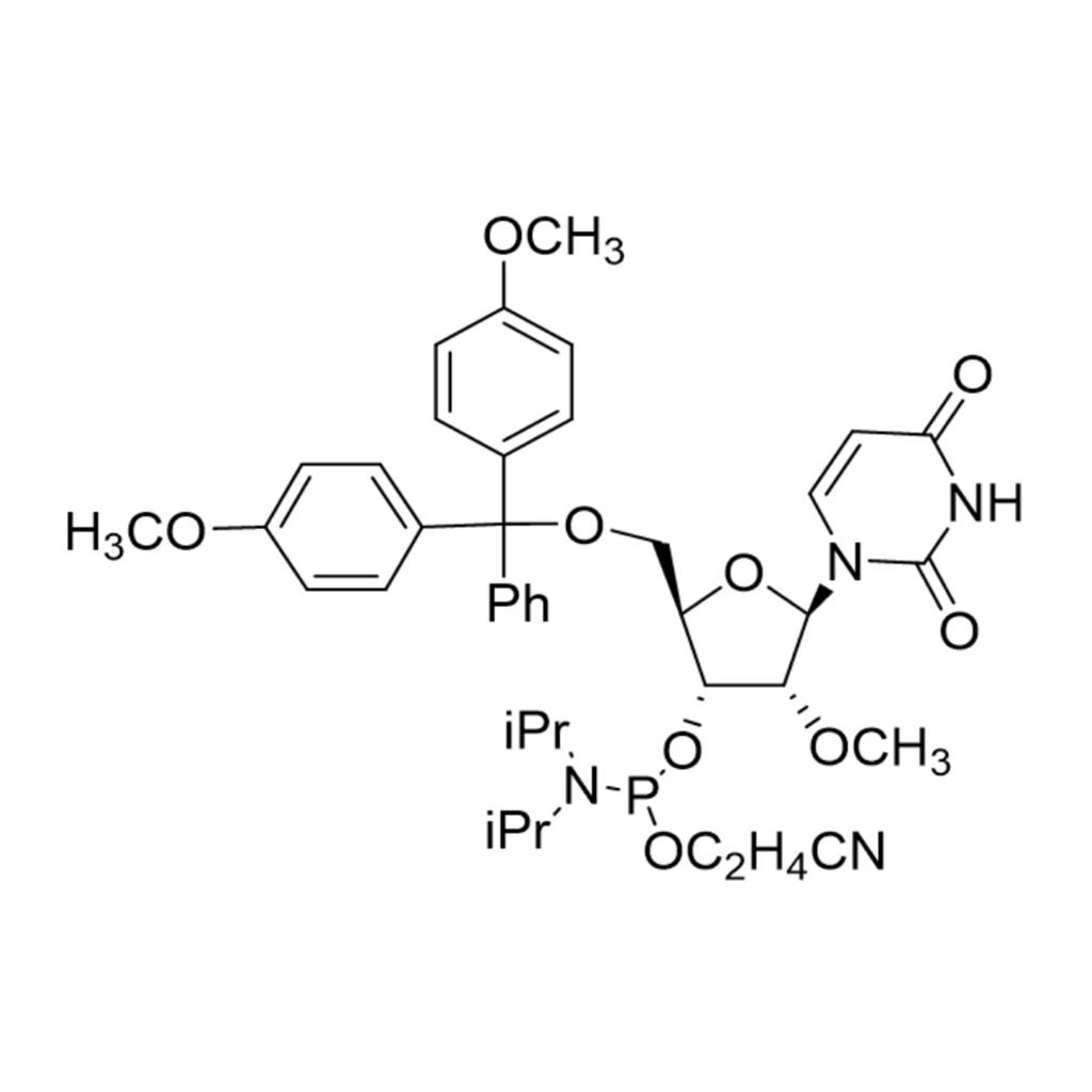 5'-O-(4,4-二甲氧基三苯甲基)-2'-O-甲基尿苷-3'-(2-氰基乙基-N,N-二异丙基)亚磷酰胺 6级,DMT-2'O-Methyl-rU Phosphoramidite