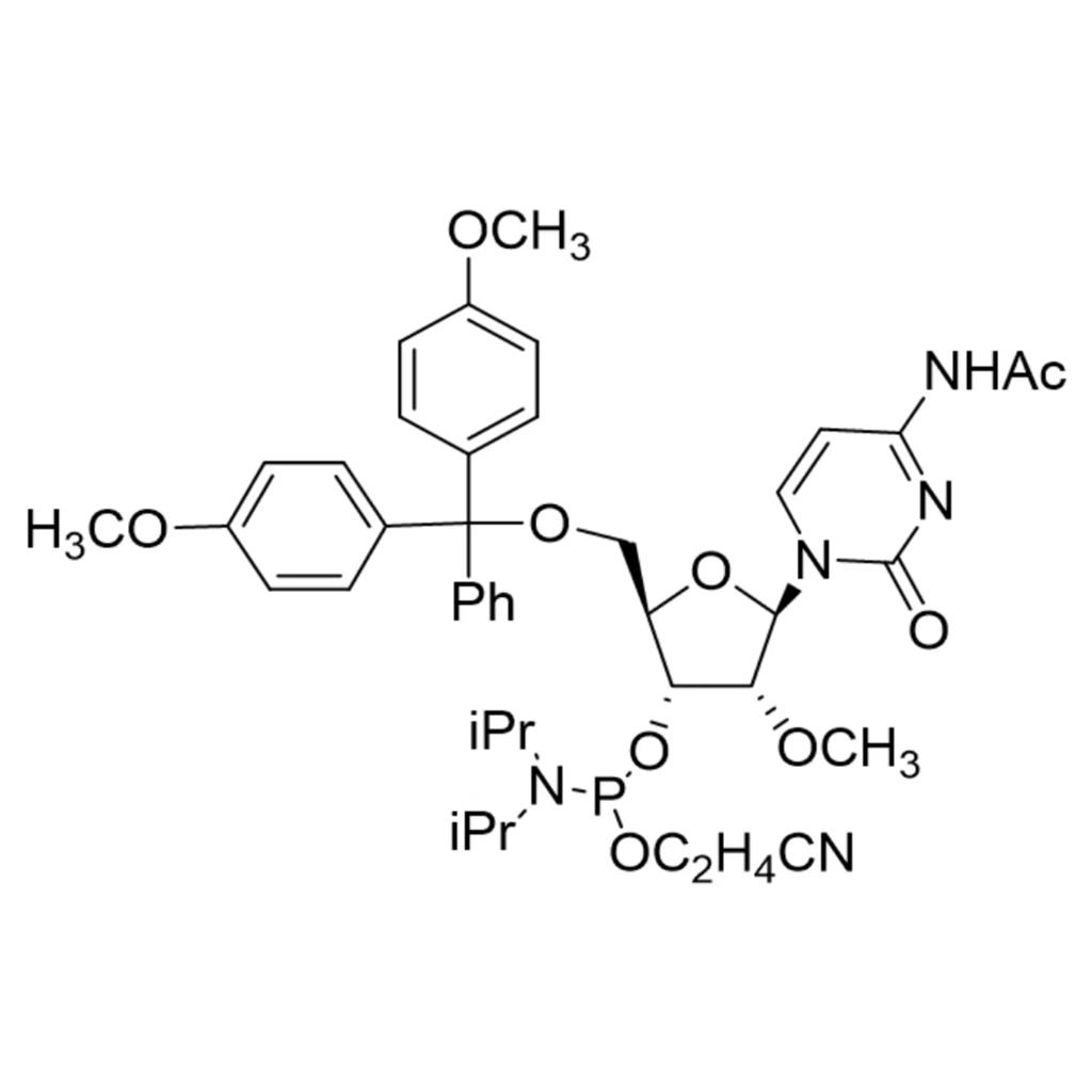 Cytidine, N-acetyl-5'-O-[bis(4-methoxyphenyl)phenylmethyl]-2'-O-methyl-, 3'-[2-cyanoethyl (R)-bis(1-methylethyl)phosphoramidite] (9CI),Cytidine, N-acetyl-5'-O-[bis(4-methoxyphenyl)phenylmethyl]-2'-O-methyl-, 3'-[2-cyanoethyl (R)-bis(1-methylethyl)phosphoramidite] (9CI)