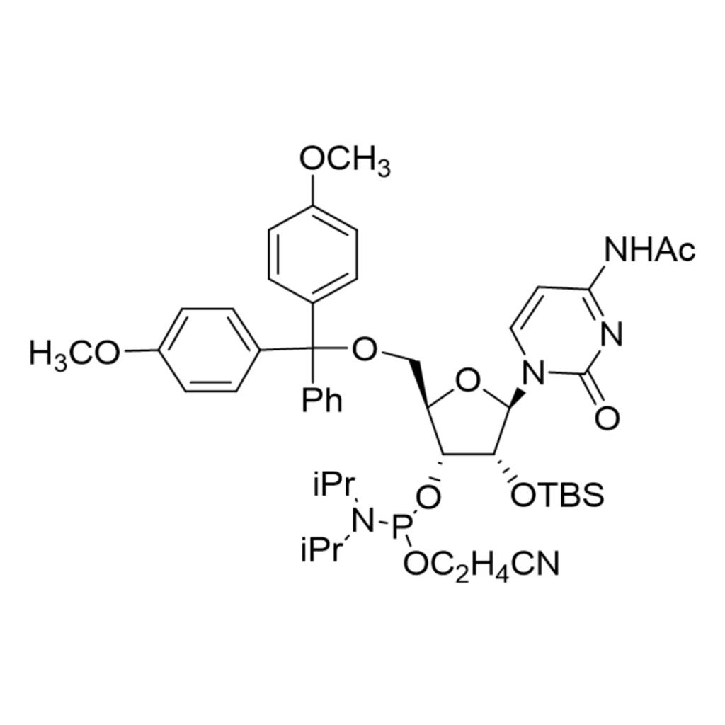 N-乙酰基-5'-O-(4,4-二甲氧基三苯甲基)-2'-O-[(叔丁基)二甲基硅基]胞苷-3'-(2-氰基乙基-N,N-二异丙基)亚磷酰胺,DMT-2'-O-TBDMS-C(Ac)-CE-Phosphoramidite; N4-acetyl-5'-O-(4, 4'-dimethoxytrityl)-2'-O-(t-butyl-dimethylsilyl)-cytidine-3'-cyanoethyl Phosphoramidite