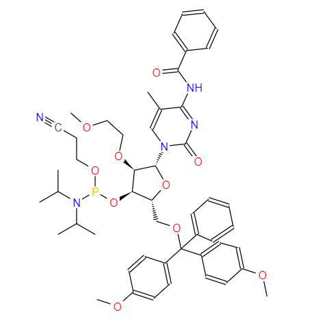 N-苯甲酰基-5'-O-[二(4-甲氧基苯基)苯基甲基]-2'-O-(2-甲氧基乙基)-5-甲基胞苷 3'-[2-氰基乙基 N,N-二异丙基氨基亚磷酸酯],N4-Benzoyl-5'-O-DMT-2'-O-methylcytidine 3'-CE phosphoramidite