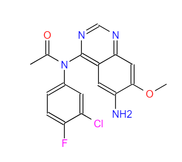 N-(3-氯-4-氟苯基)-N-(7-甲氧基-6-硝基喹唑啉-4-基)乙酰胺,N-(6-amino-7-methoxy-quinazolin-4-yl)-N-(3-chloro-4-fluoro-phenyl)-acetamide