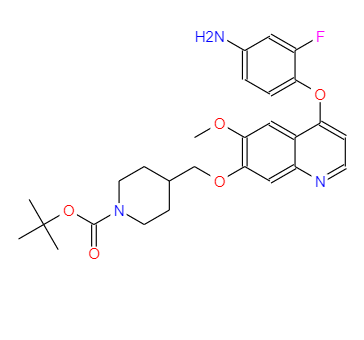 6-甲氧基-7-(N-BOC-4-哌啶甲氧基)-4-(2-氟-4-氨基-苯氧基)-喹啉,tert-Butyl 4-(((4-(4-amino-2-fluorophenoxy)-6-methoxyquinolin-7-yl)oxy)methyl)piperidine-1-carboxylate