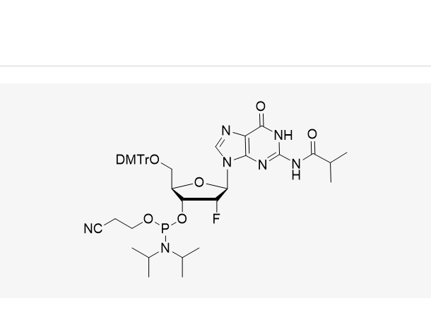 5'-O-[二(4-甲氧基苯基)苯基甲基]-2'-脱氧-2'-氟-N-(2-甲基-1-氧代丙基)鸟苷 3'-[2-氰基乙基 N,N-二异丙基氨基亚磷酸酯],DMT-2'-F-dG(iBu)-CE-Phosphoramidite