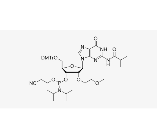 5'-O-[二(4-甲氧基苯基)苯基甲基]-2'-O-(2-甲氧基乙基)-N-(2-甲基-1-氧代丙基)鸟苷 3'-[2-氰基乙基 二异丙基氨基亚磷酸酯],DMT-2'-O-MOE-G(iBu)-CE
