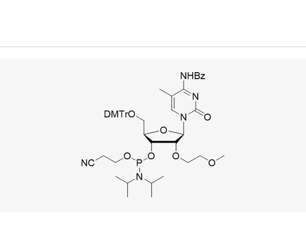 N-苯甲酰基-5'-O-[二(4-甲氧基苯基)苯基甲基]-2'-O-(2-甲氧基乙基)-5-甲基胞苷 3'-[2-氰基乙基 N,N-二异丙基氨基亚磷酸酯],5-Me-DMT-2'-O-MOE-C(Bz)-CE
