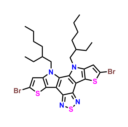 2,8-Dibromo-10,11-bis(2-ethylhexyl)-10,11-dihydro-[1,2,5]thiadiazolo[3,4-e]thieno[2',3':4,5]pyrrolo[3,2-g]thieno[3,2-b]indole,Dithieno[2',3':4,5]pyrrolo[3,2-e:2',3'-g][2,1,3]benzothiadiazole, 2,8-dibromo-10,11-bis(2-ethylhexyl)-10,11-dihydro-