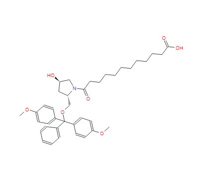 12-((2S,4R)-2-((雙(4-甲氧基苯基)(苯基)甲氧基)甲基)-4-羥基吡咯烷-1-基)-12-氧代十二烷酸,1-Pyrrolidinedodecanoic acid, 2-[[bis(4-methoxyphenyl)phenylmethoxy]methyl]-4-hydroxy-λ-oxo-, (2S,4R)-