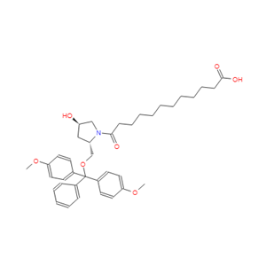12-((2S,4R)-2-((雙(4-甲氧基苯基)(苯基)甲氧基)甲基)-4-羥基吡咯烷-1-基)-12-氧代十二烷酸,1-Pyrrolidinedodecanoic acid, 2-[[bis(4-methoxyphenyl)phenylmethoxy]methyl]-4-hydroxy-λ-oxo-, (2S,4R)-