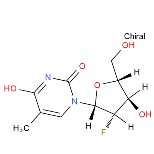 2'-氟-5-甲基阿拉伯糖基尿嘧啶,1-[(2R,3S,4R,5R)-3-Fluoro-4-hydroxy-5-(hydroxymethyl)oxolan-2-yl]-5-methylpyrimidine-2,4-dione