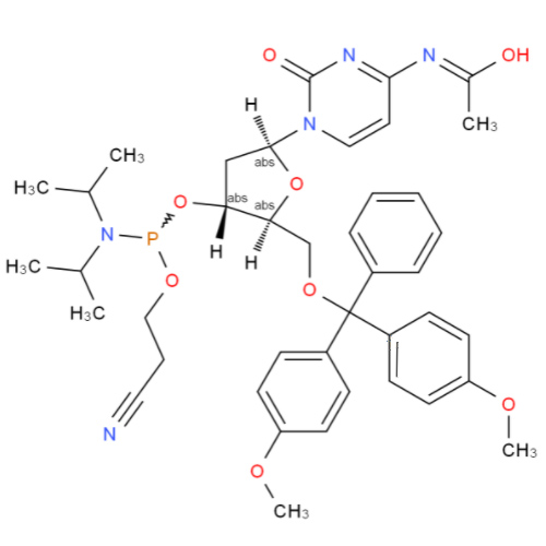 AC-DC亚磷酰胺单体,(2R,3S,5R)-5-(4-ACETAMIDO-2-OXOPYRIMIDIN-1(2H)-YL)-2-((BIS(4-METHOXYPHENYL)(PHENYL)METHOXY)METHYL)TETRAHYDROFURAN-3-YL 2-CYANOETHYL DIISOPROPYLPHOSPHORAMIDITE