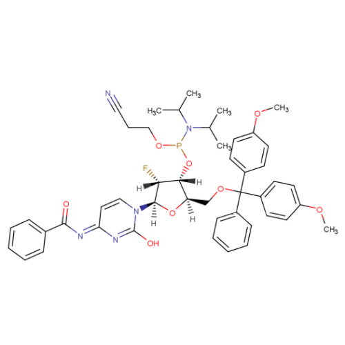 N4-苯甲酰基-5'-O-DMT-2'-氟-脱氧胞苷-3'-氰乙氧基亚磷酰胺,N4-Benzoyl-2'-deoxy-5'-O-DMT-2'-fluoro-cytidine phosphoramidite