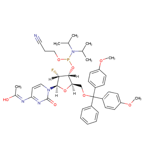 N-乙酰基-5'-O-(4,4-二甲氧基三苯甲基)-2'-脱氧-2'-氟胞苷-3'-(2-氰基乙基-N,N-二异丙基)亚磷酰胺,DMT-2'-F-DC(AC) AMIDITE 0.25G, AB, SINGL