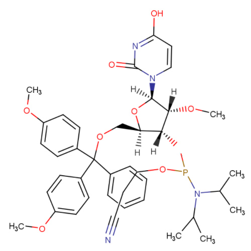 5'-O-(4,4-二甲氧基三苯甲基)-2'-O-甲基尿苷-3'-(2-氰基乙基-N,N-二异丙基)亚磷酰胺,DMT-2'O-Methyl-rU Phosphoramidite