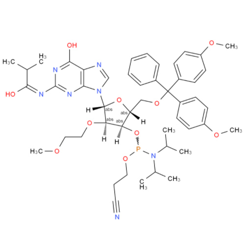 5'-O-[二(4-甲氧基苯基)苯基甲基]-2'-O-(2-甲氧基乙基)-N-(2-甲基-1-氧代丙基)鳥苷 3'-[2-氰基乙基 二異丙基氨基亞磷酸酯],DMT-2μ-O-Me-rG(ib) amidite