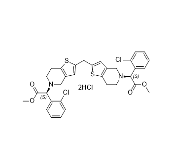 氯吡格雷杂质31,(2S,2'S)-dimethyl 2,2'-(2,2'-methylenebis(6,7-dihydrothieno[3,2-c]pyridine-5,2(4H)-diyl))bis(2-(2-chlorophenyl)acetate) dihydrochloride