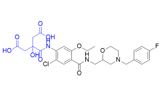 莫沙必利杂质01,3-((2-chloro-5-ethoxy-4-(((4-(4-fluorobenzyl)morpholin-2-yl)methyl)carbamoyl)phenyl)carbamoyl)-3-hydroxypentanedioic acid