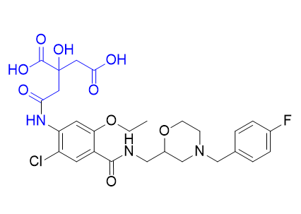 莫沙必利杂质02,2-(2-((2-chloro-5-ethoxy-4-(((4-(4-fluorobenzyl)morpholin-2-yl)methyl)carbamoyl)phenyl)amino)-2-oxoethyl)-2-hydroxysuccinic acid