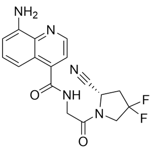 (S)-8-amino-N-(2-(2-cyano-4,4-difluoropyrrolidin-1-yl)-2-oxoethyl)quinoline-4-carboxamide,(S)-8-amino-N-(2-(2-cyano-4,4-difluoropyrrolidin-1-yl)-2-oxoethyl)quinoline-4-carboxamide