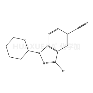 3-bromo-1-(tetrahydro-2H-pyran-2-yl)-1H-indazole-5-carbonitrile,3-bromo-1-(tetrahydro-2H-pyran-2-yl)-1H-indazole-5-carbonitrile