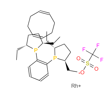 (-)-1,2-Bis((2R,5R)-2,5-二乙基)苯(辛二烯)三氟甲烷磺酰鐒,1,2-Bis[(2R,5R)-2,5-diethylphospholano]benzene(1,5-cyclooctadiene)rhodium(I) trifluoromethanesulfonate