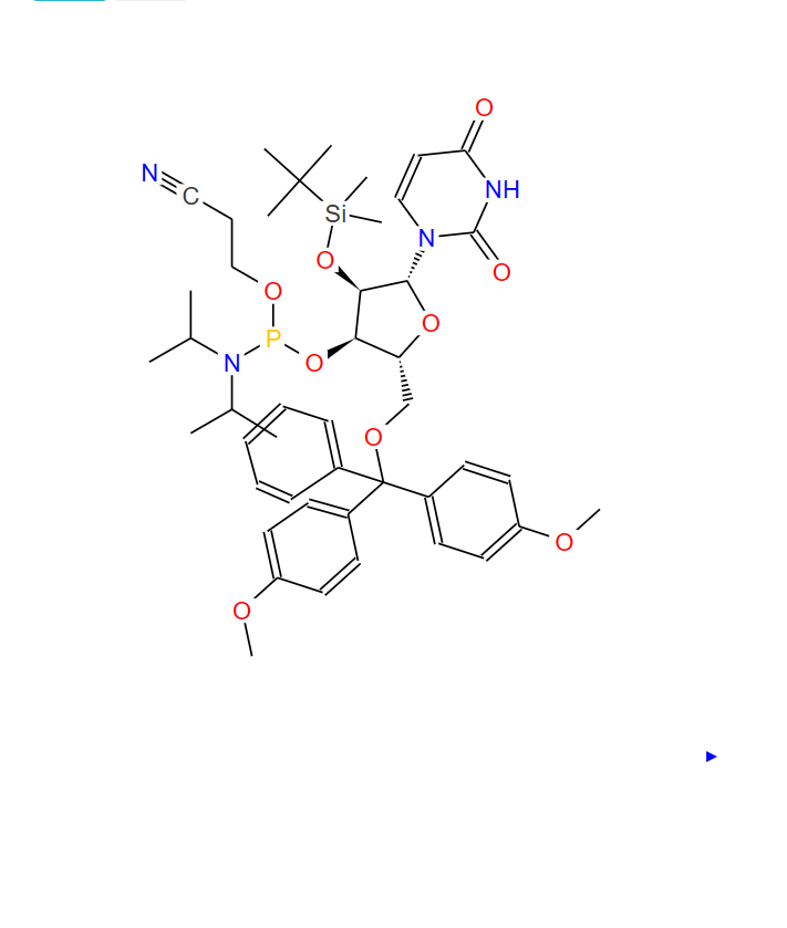 5'-O-(4,4-二甲氧基三苯甲基)-2'-O-[(叔丁基)二甲基硅基]尿苷-3'-(2-氰基乙基-N,N-二异丙基)亚磷酰胺,5'-O-(4,4-Dimethoxytrityl)-2'-O-[(tert-butyl)dimethylsilyl]uridine-3'-(2-cyanoethyl-N,N-diisopropyl)phosphoramidite
