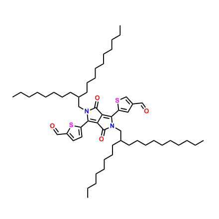 5,5'-(2,5-双(2-辛基十二烷基)-3,6-二氧代-2,3,5,6-四氢吡咯并[3,4-c]吡咯-1,4-二基)双(噻吩-2-醛),5-(4-(4-formylthiophen-2-yl)-2,5-bis(2-octyldodecyl)-3,6-dioxo-2,3,5,6-tetrahydropyrrolo[3,4-c]pyrrol-1-yl)thiophene-2-carbaldehyde