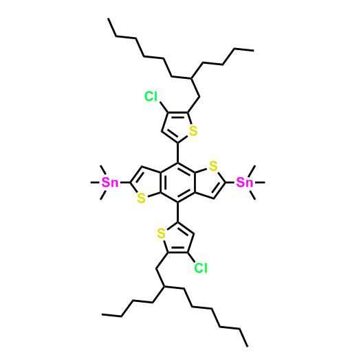 (4,8-二(4-氯-5-(2-丁基辛基)噻吩-2-基)苯并[1,2-b:4,5-b']二噻吩-2,6-二基)双三甲基锡,(4,8-Bis(5-(2-butyloctyl)-4-chlorothiophen-2-yl)benzo[1,2-b:4,5-b']dithiophene-2,6-diyl)bis(trimethylstannane)
