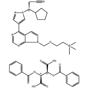 (2S,3S)-2,3-bis(benzoyloxy)butanedioic acid; (3R)-3-cyclopentyl-3-[4-(7-{[2-(trimethylsilyl)ethoxy]methyl}-7H-pyrrolo[2,3-d]pyrimidin-4-yl)-1H-pyrazol-1-yl]prop